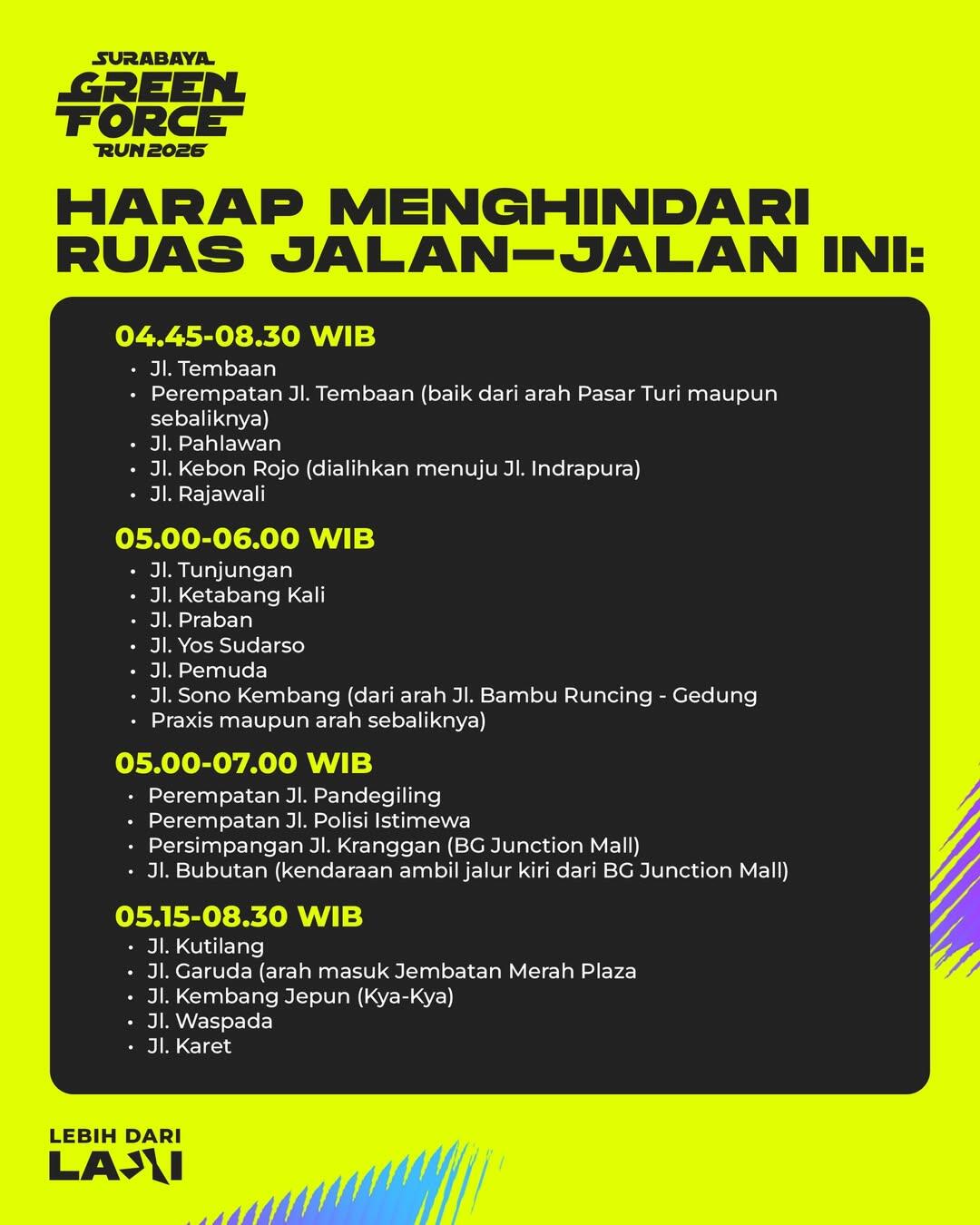 Kantong Parkir dan Pengalihan Arus Jalan Jelang Green Force Run 2026